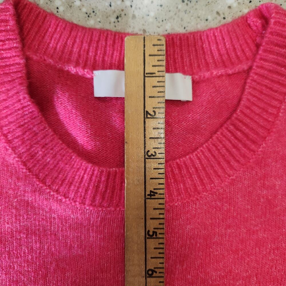 Ann Taylor LOFT Crewneck Sweater Pullover Bright Pink Large Women Spring Light - Picture 13 of 14